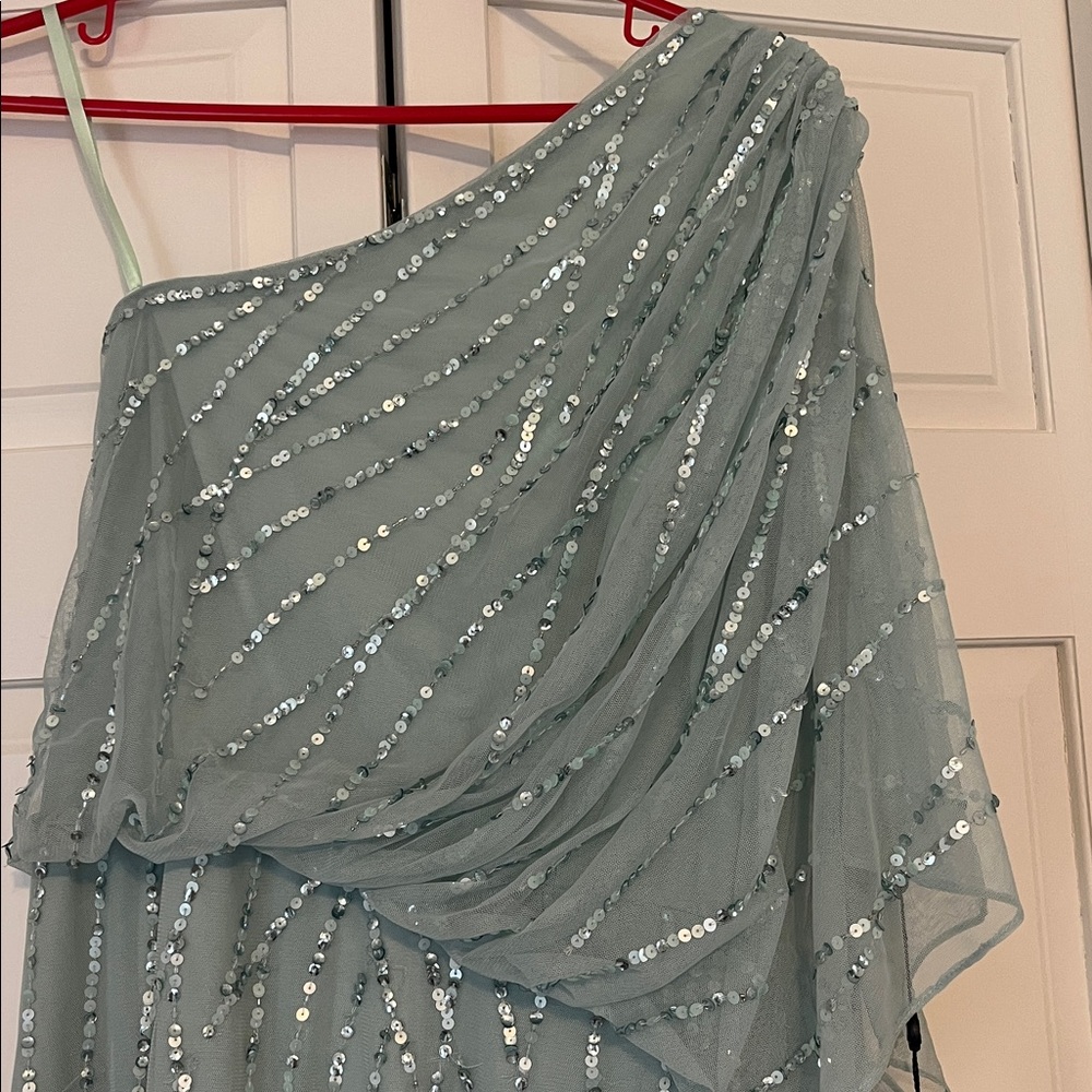 NWT Adrianna Papell Women's Long Beaded Sequin Formal Green Dress size 8 - Picture 5 of 12